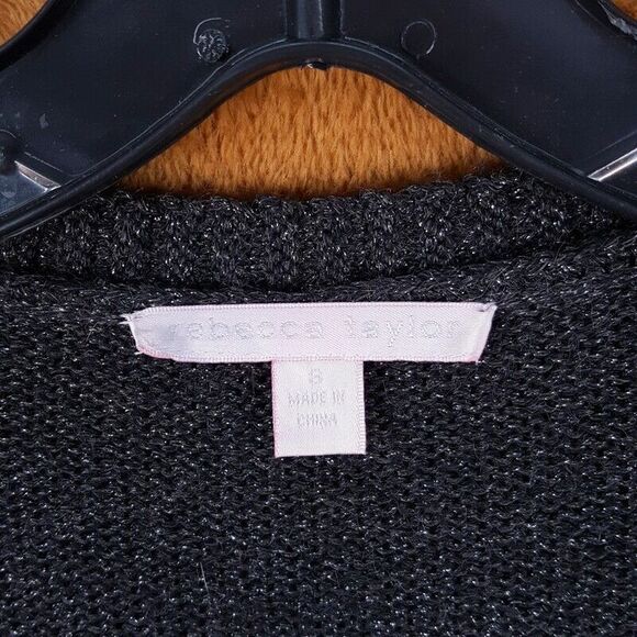 REBECCA TAYLOR Womens Sweater Dress Size 8 Gray A-Line Pullover Metallic Knit - Picture 4 of 9